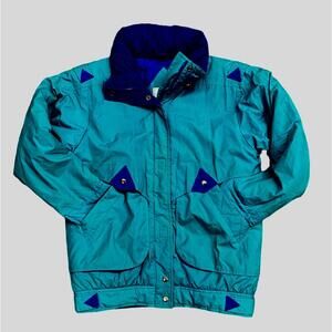 Vintage Mulberry Street Womens Size M Emerald Green Blue Jacket Coat 80’s-90’s